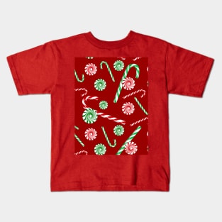 Peppermint dreams on red Kids T-Shirt